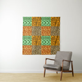 Tenture Cheetah, Giraffe, Tigre et Serpent