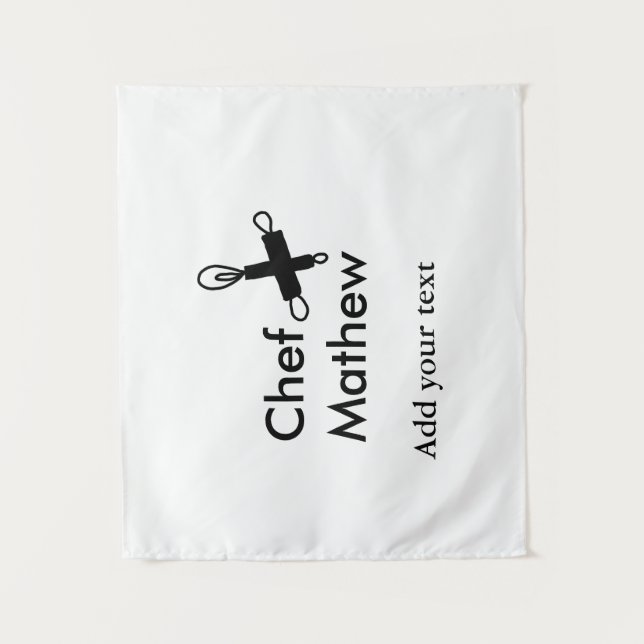 Tenture Chef cuisinier ajouter nom texte hommes cuisine bo (Devant)