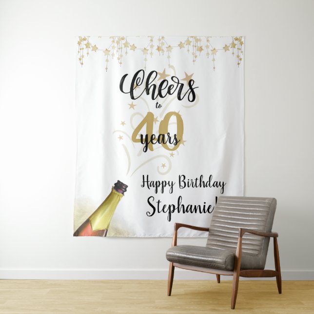 Tenture CHERS D'Anniversaire À # ANNÉES Gold Noir Fond (En situation)