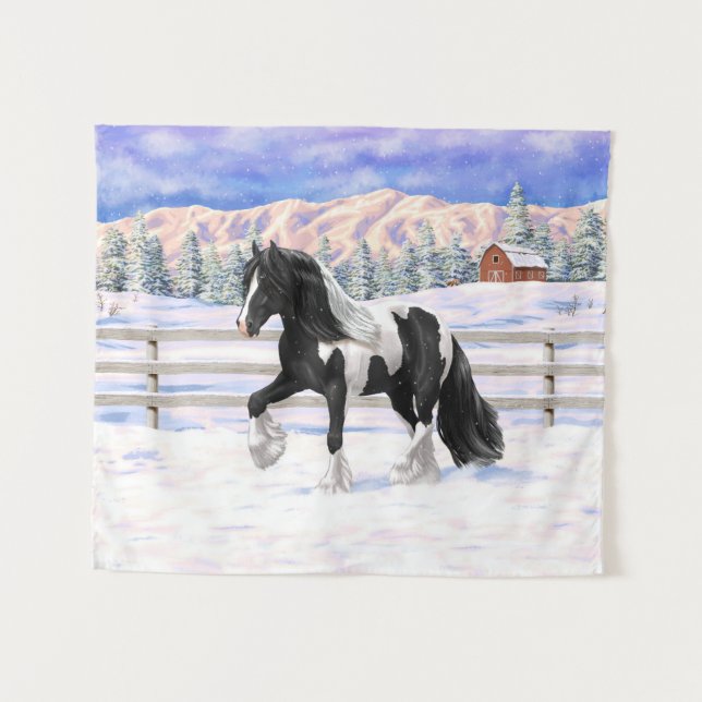 Tenture Cheval d'attelage de la bandelette tzigane noire d (Devant (Horizontal))