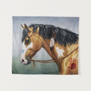 Tenture Cheval de guerre amérindien Buckskin Pinto
