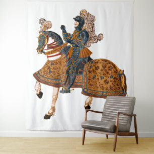 Tenture Chevalier médiéval en armure à cheval