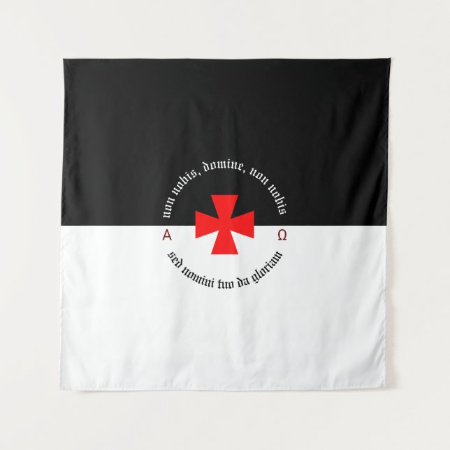 Tenture Chevalier modèle Alpha-Omega Non Nobis Domine (Devant)