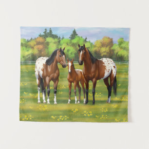 Tenture Chevaux Appaloosa De Baie Brown En Pâturage D'Été
