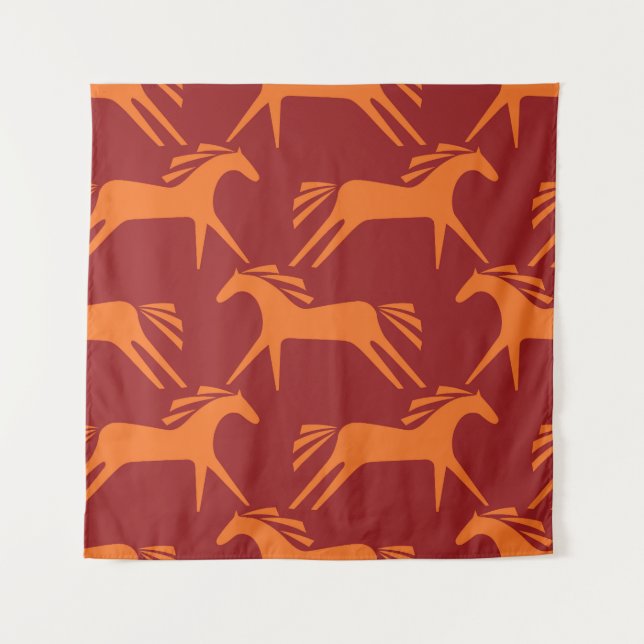 Tenture Chevaux : Beauté équestre rouge sans mer. (Devant)