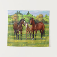 Chevaux Du Quartier De La Baie Brown Dans Les Pâtu