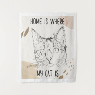 Tenture Chez Moi, Où Est Mon Chat, Chez Moi, C'Est Où Est