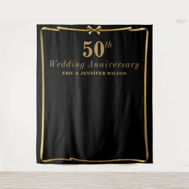 Tenture Chic 50e Anniversaire Noir n Or Fond photo (Devant)