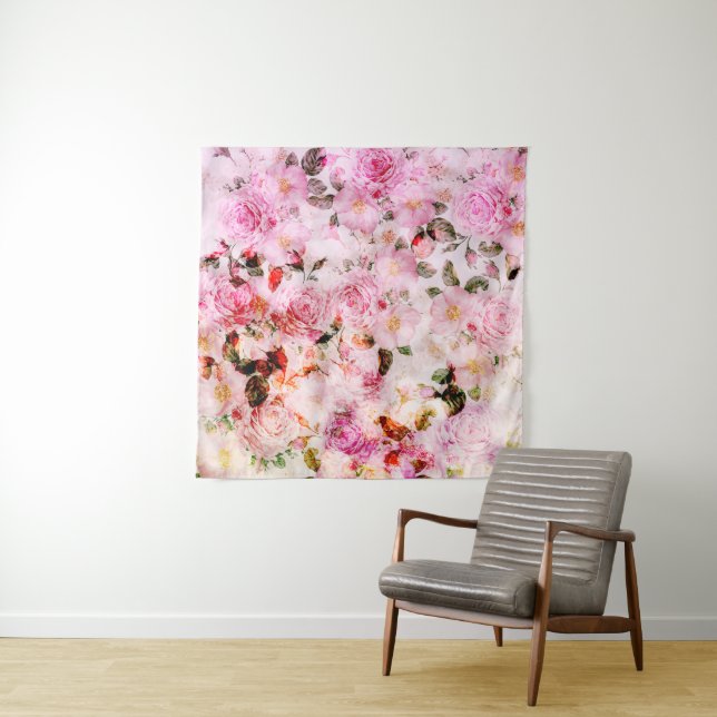 Tenture Chic Joli Push Pink Rose Floral (En situation)