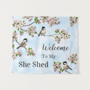 Tenture Chickadees & Fleurs de pomme Elle Shop Personnalis