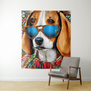 Tenture Chien beagle avec lunettes de soleil