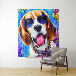 Tenture Chien Beagle fou