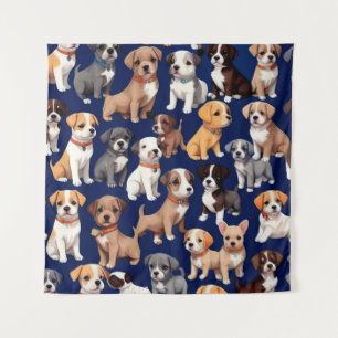 Tenture Chien Chien Chien bleu de la marine Design Motif