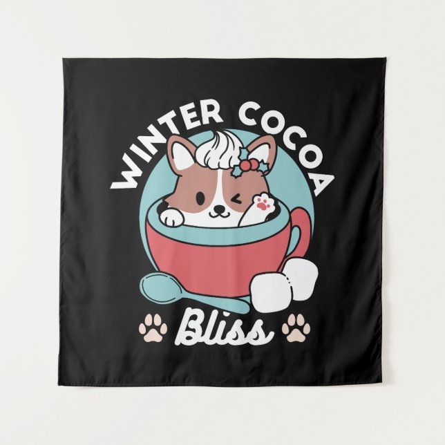 Tenture Chien dans la Mug Festive pour Vibes de vacances - (Devant)