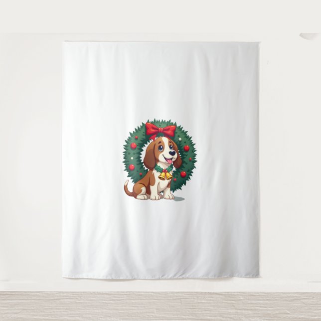 Tenture Chien de Basset Hound Jingle Bells (Devant)