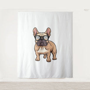 Tenture Chien de taureau français portant des lunettes