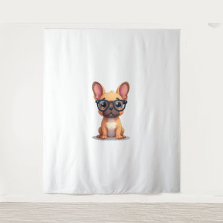 Tenture Chien de taureau français portant des lunettes