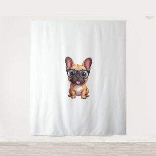 Tenture Chien de taureau français portant des lunettes
