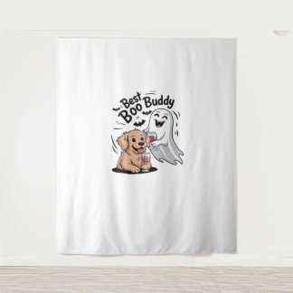 Tenture Chien et fantôme buvant du vin. T-shirt classique
