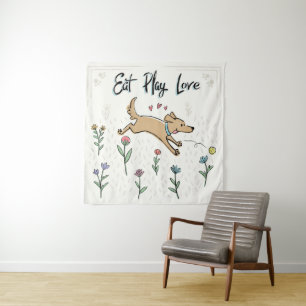 Tenture Chiens dans le jardin II   Mangez l'amour