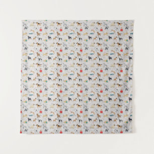 Tenture Chiens mignons Design Motif Blanc