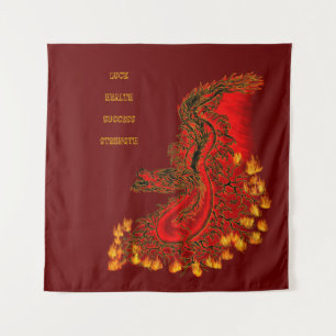 Tenture Chine Dragon rouge et or design