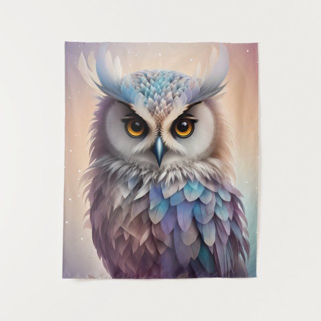 Tenture Chouette Imaginaire Dreamy Couleurs pastel doux (Devant)