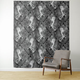 Tenture Chouettes, fougères, chênes et baies 4