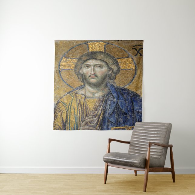 Tenture Christ Pantocrator Mosiac Iconique Religieux Romai (En situation)