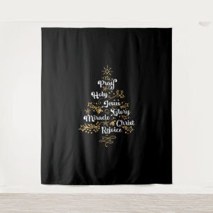 Tenture Christian Christmas Tree Family Holiday Church