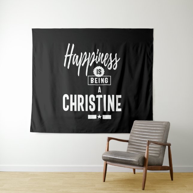 Tenture Christine Nom personnalisé Cadeau Anniversaire (En situation (horizontale))