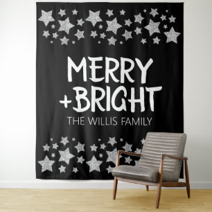 Tenture Christmas Sparkle Stars Joyeux Nom de famille