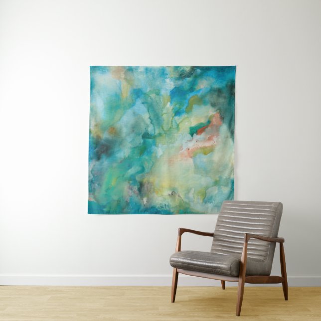 Tenture Ciel bleu | turquoise interstellaire (En situation (horizontale))