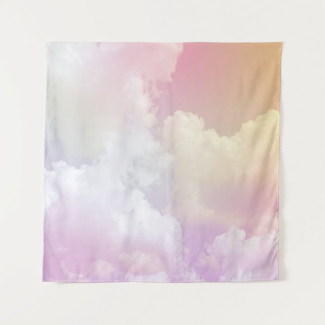 Tenture Ciel orange rose doux : Fluffeux (Devant)