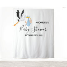 Cigogne garçon shower bébé fond photo blanc