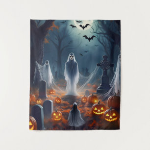 Tenture Cimetière ensorcelé d'Halloween effrayant