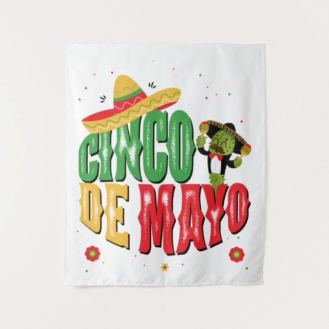 Tenture Cinco De Mayo Avec Casquette Cactus Funny Cinco De (Devant)