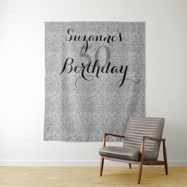 Tenture Cinquante Décor de Fête Paillettes Argentées pour  (En situation)