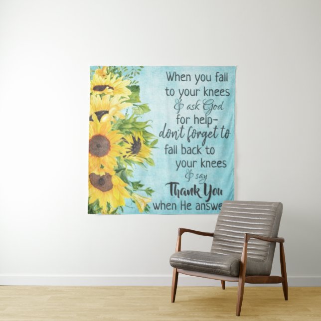 Tenture Citation de prière inspirante tournesol-chrétien (En situation)