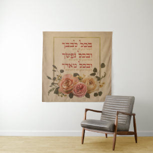 Tenture Citation de prière Shema Israel - Hébreu et anglai