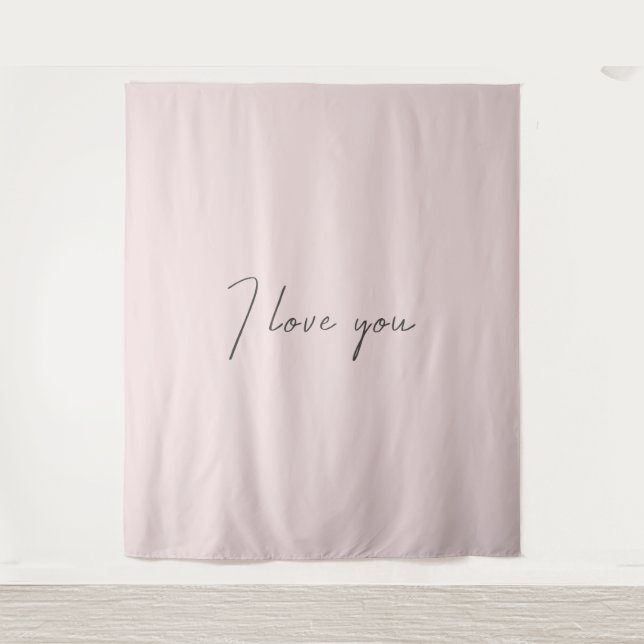 Tenture Citation Je T'aime Mariage Saint-Valentin Rose Pâl (Devant)