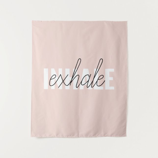 Tenture Citation moderne Pastel Pink Inhale Exhale (Devant)