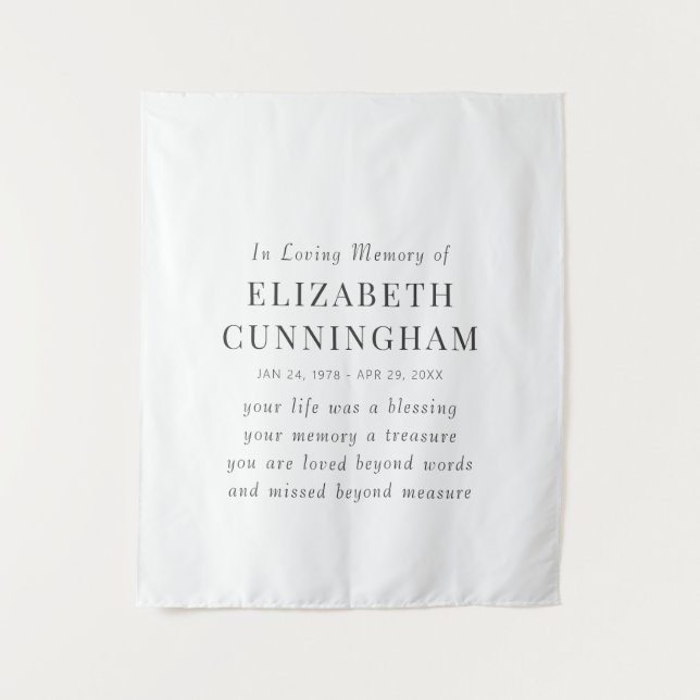 Tenture Citation moderne simple de mémorial en mémoire aff (Devant)