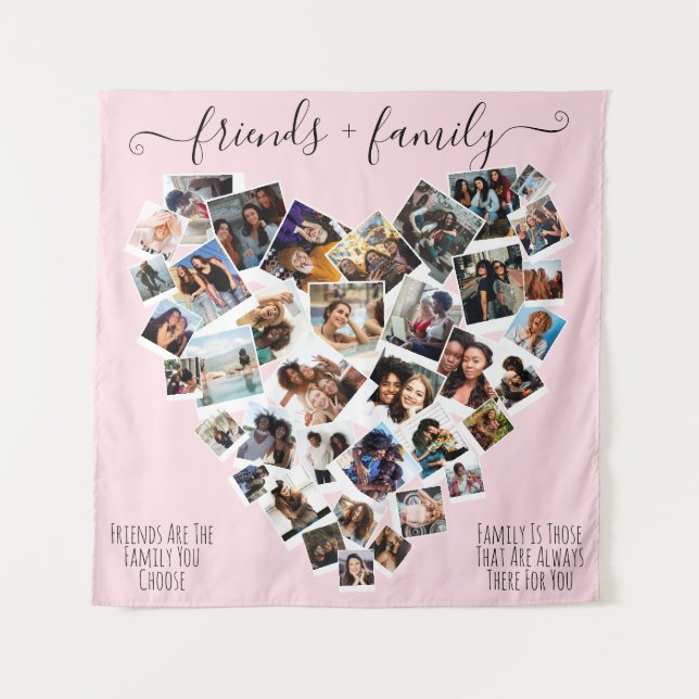 Tenture Citations d'amis et de famille Photo Heart Collage (Devant)