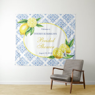 Tenture Citron Fête des mariées Bleu Carrelage Italien fon
