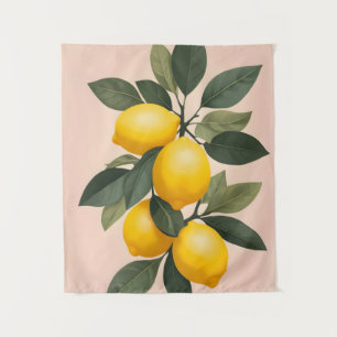 Tenture Citrons d'or sur vert