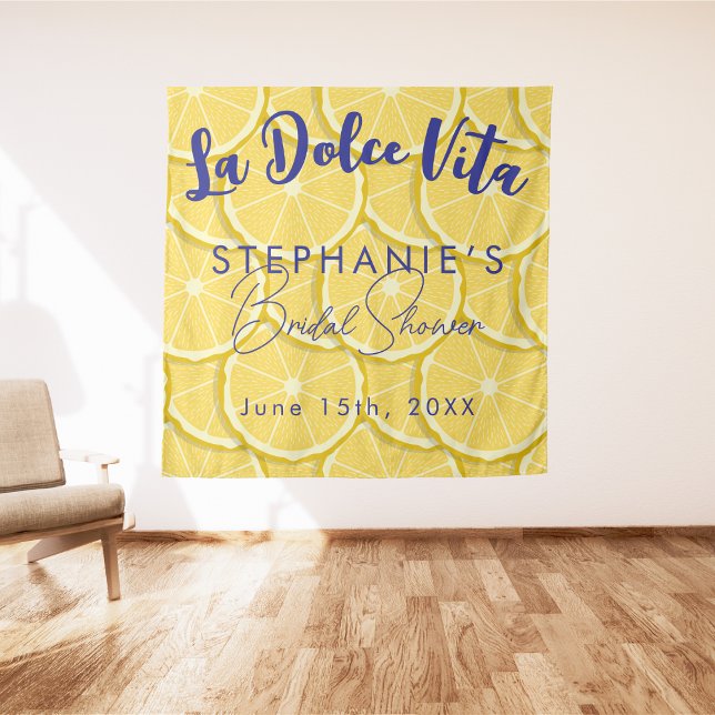 Tenture Citrons Fête des mariées Photo Booth Arrière-plan  (Créateur téléchargé)