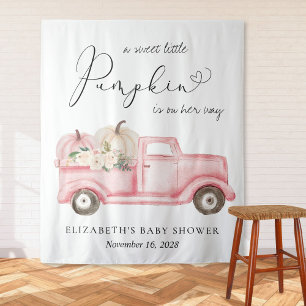 Tenture Citrouille Baby shower de camion rose arrière-plan