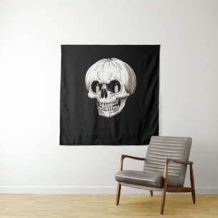 Tenture Citrouille Crâne Halloween Gothique