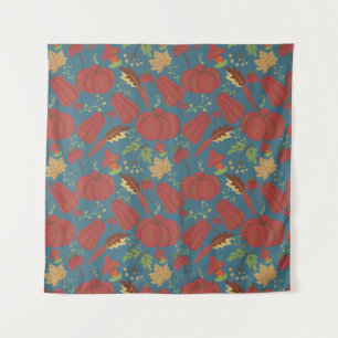 Tenture Citrouille et carotte  motif sans couture rouge et
